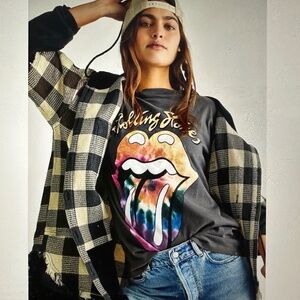 FREE PEOPLE WE THE FREE NORTH SHORE PLAID BUTTON DOWN SHACKET. XL